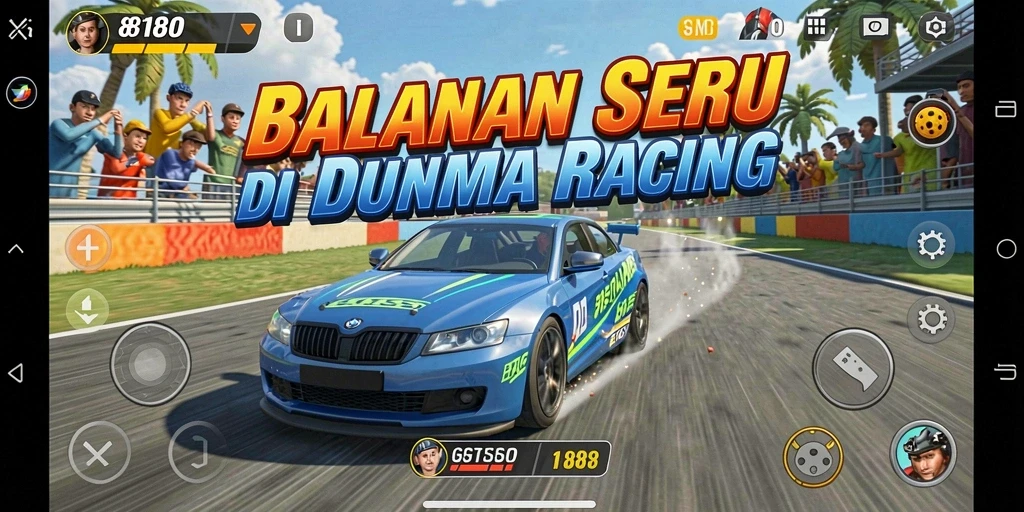 Screenshot menampilkan aksi balapan mendebarkan dari game 8180.