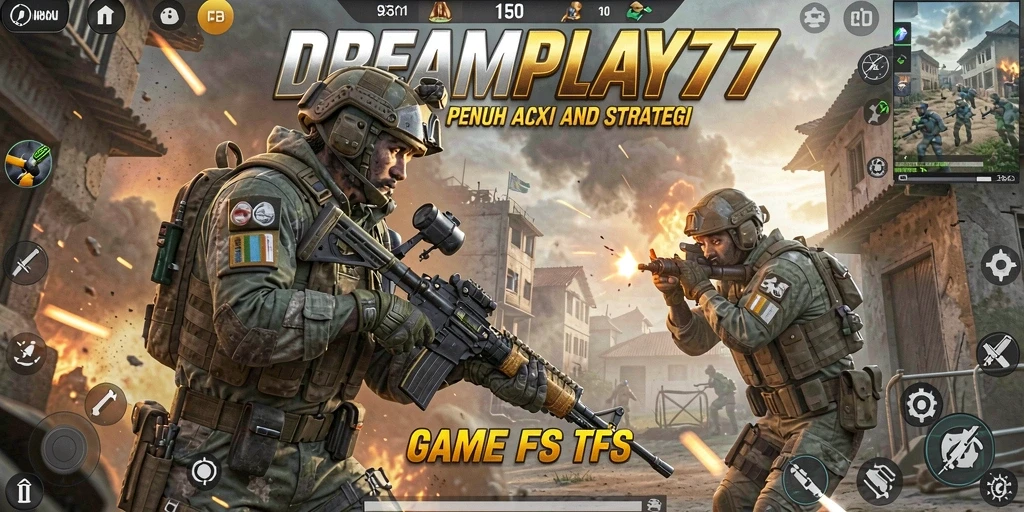Tampilkan gameplay seru di medan perang FPS.