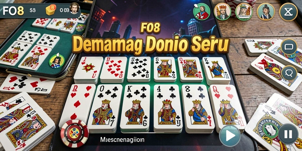 Tampilan gameplay yang menegangkan di FO8 saat pemain bersaing di meja Domino.