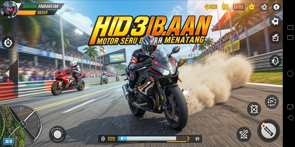 Gameplay seru dalam balapan motor yang menantang.