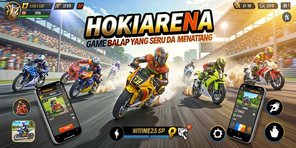 Tangkapan layar gameplay HOKIARENA menampilkan aksi balap yang mendebarkan.