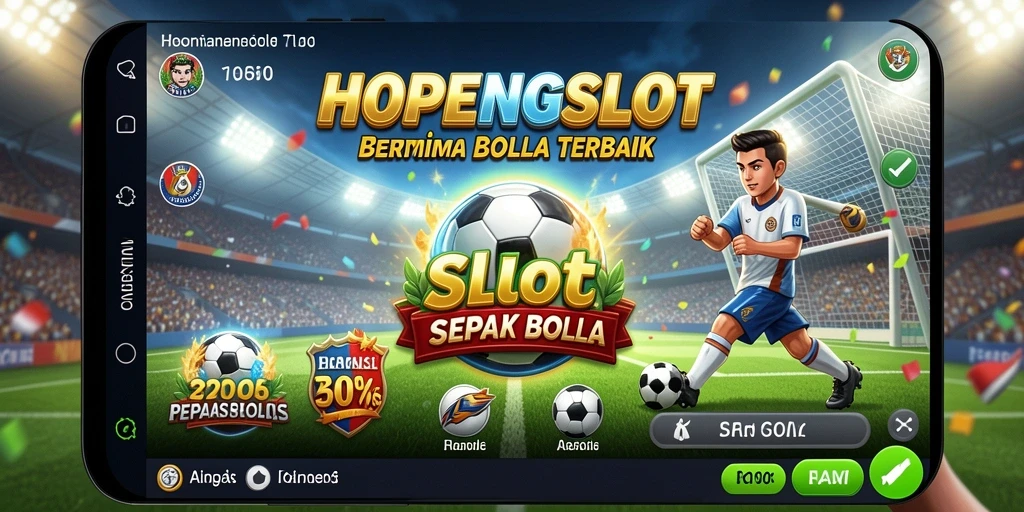 Menggambarkan keseruan main slot dengan tema sepak bola.