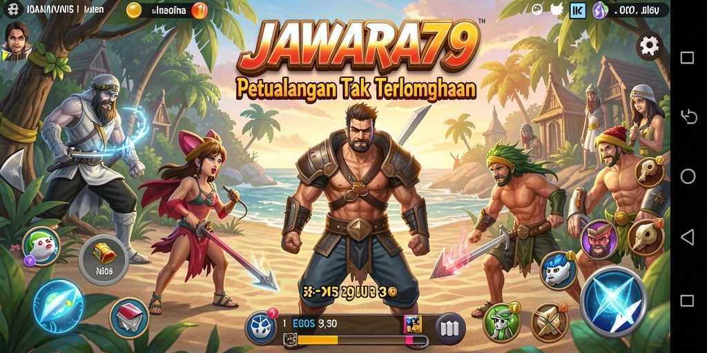 Tangkapan layar utama JAWARA79 menampilkan aksi seru dalam petualangan menegangkan.