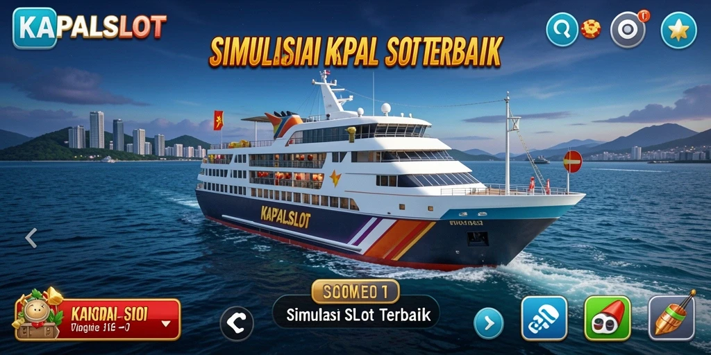 Screenshot gameplay KAPALSLOT menampilkan aksi kapal di lautan.