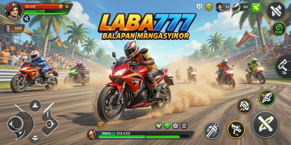 Tampilan gameplay seru dalam balapan motor di LABA777.