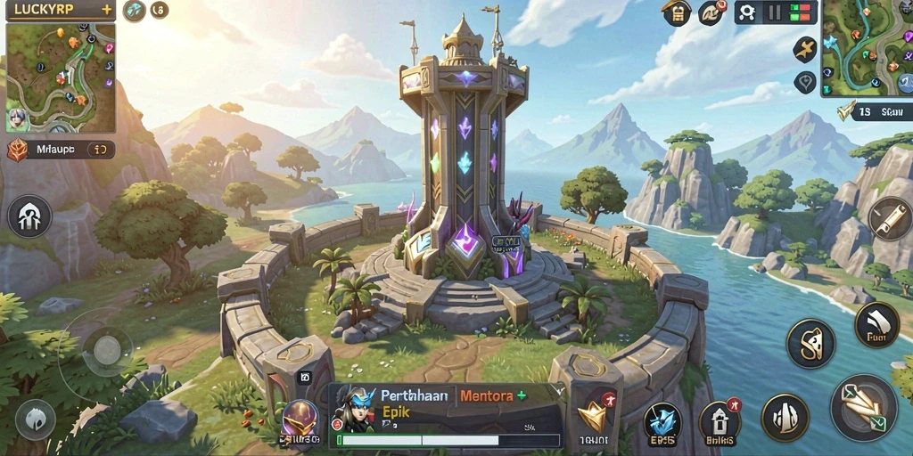 Tampilan gameplay menegangkan di LUCKYRP dengan strategi pertahanan menara.
