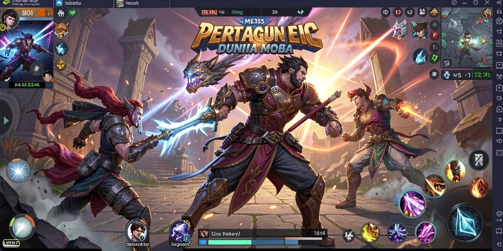 Tampilan seru dari gameplay MOBA di ME355.