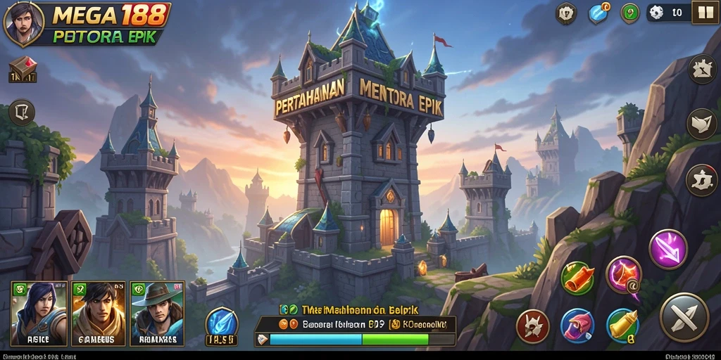Screenshot MEGA188 menampilkan aksi pertahanan menara yang mendebarkan.