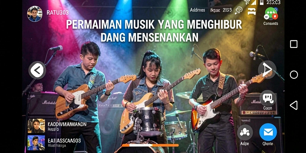 Screenshot gameplay RATU303 menunjukkan pengguna menikmati berbagai lagu.