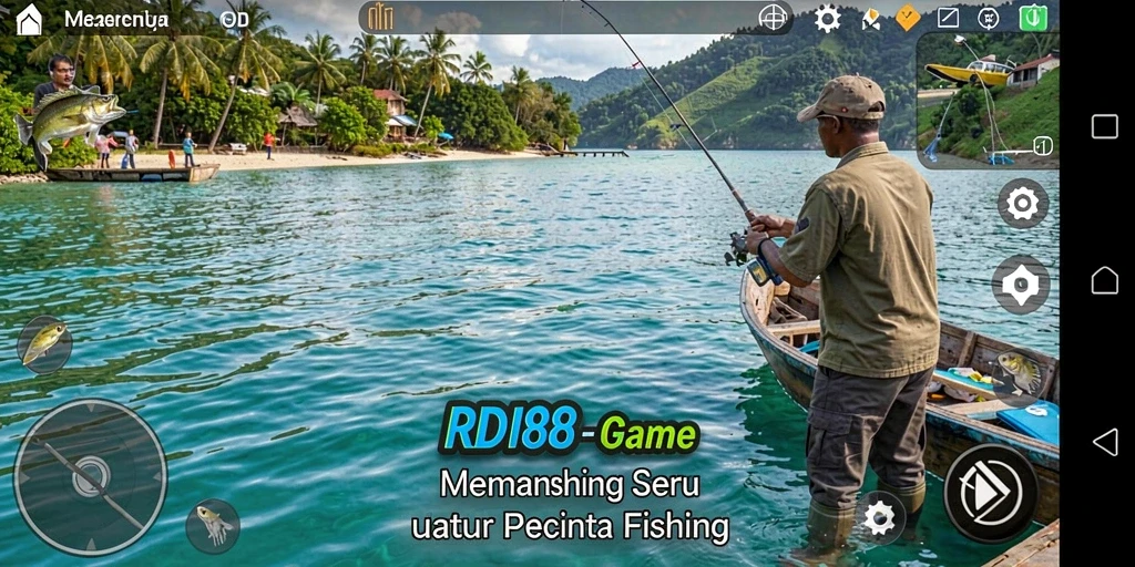 Screenshot utama RDI88 menampilkan pengalaman menangkap ikan yang mendebarkan.