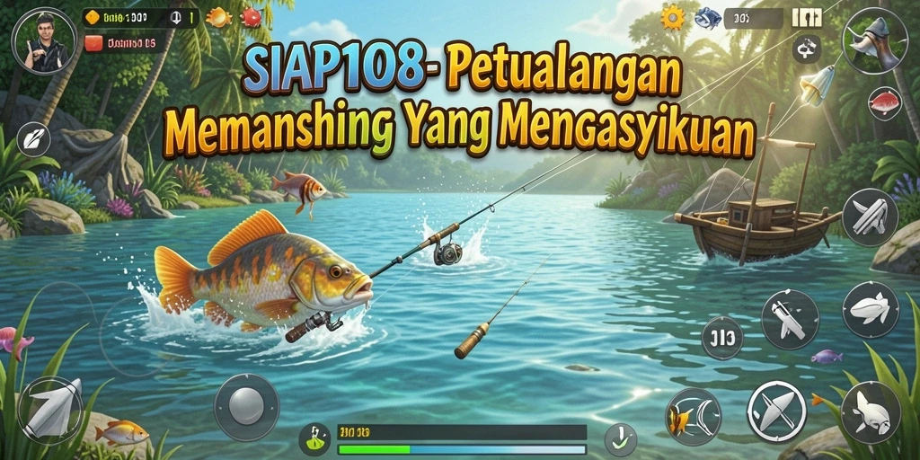 Screenshot gameplay SIAP108 yang menampilkan keseruan memancing.