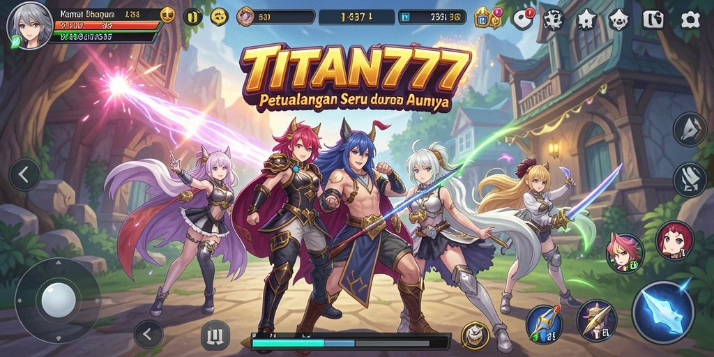 Tampilan gameplay menarik dari TITAN777 dengan karakter anime.