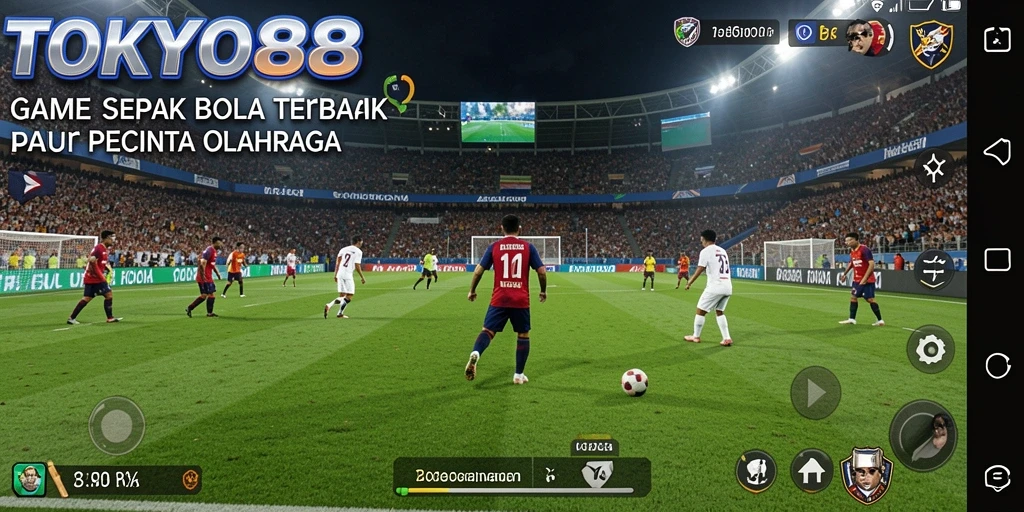 Tampilan gameplay TOKYO88 menunjukkan aksi menarik di lapangan sepak bola.