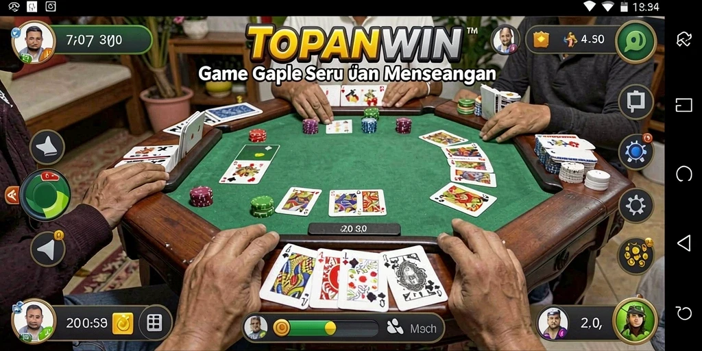 Tampilan gameplay seru dalam TOPANWIN saat bermain Gaple.