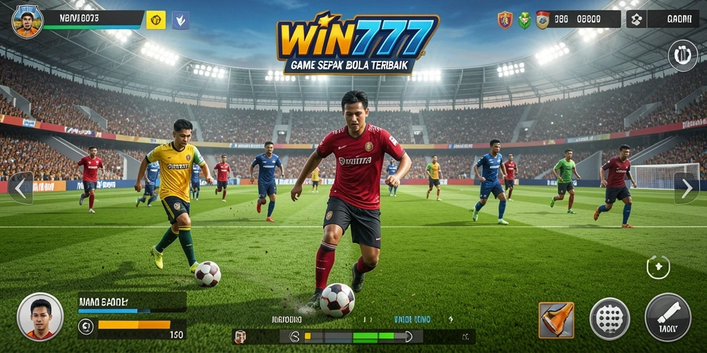 Tampilan gameplay menarik dari WIN777 yang menunjukkan aksi sepak bola seru.