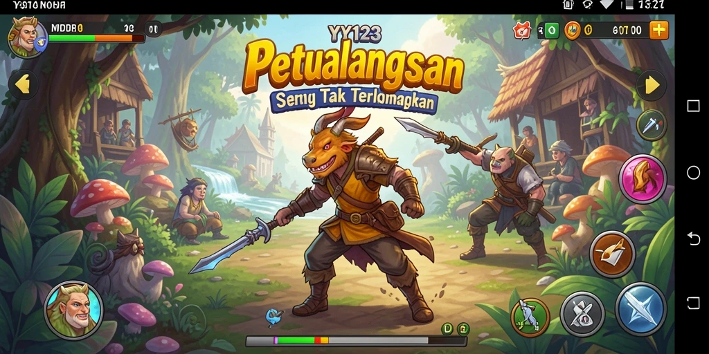 Tangkapan layar gameplay menampilkan aksi mendebarkan di dunia petualangan YY123.